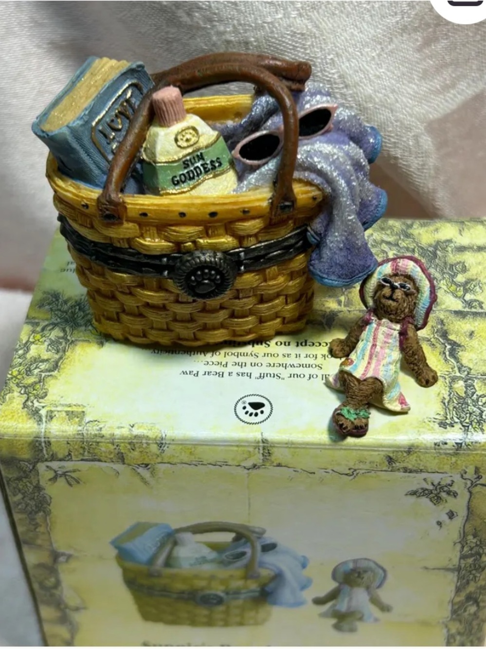 Vintage Boyds Bears Longaberger Sunnie’s Broadwalk Basket Treasure Box #392135LB